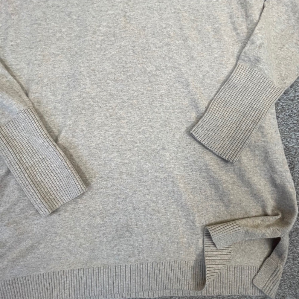 J Jill Tan V Neck Long‎ Sleeve Ribbed Cuff Tunic Sweater Women M - Picture 10 of 11